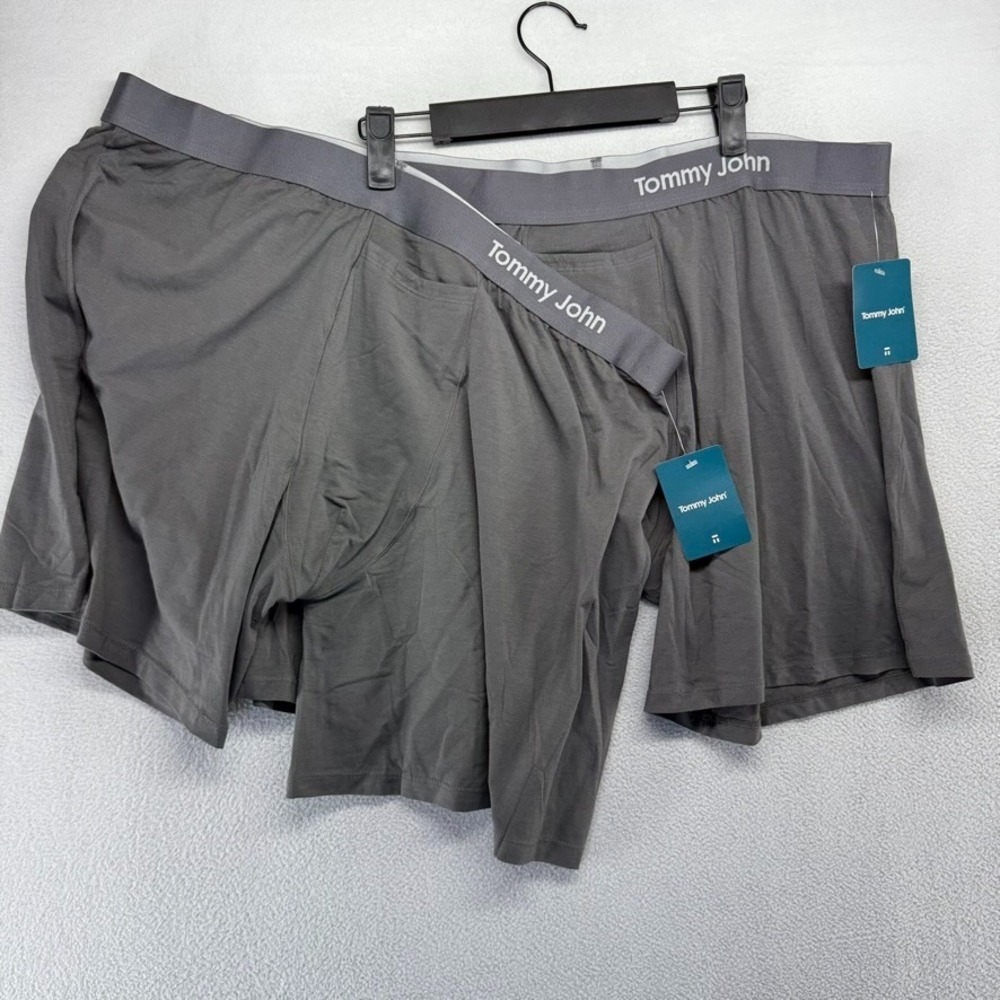 Tommy John Underwear Men's 2XL Gray Boxer Brief Cool Pima Cotton LOT OF 2 NEW